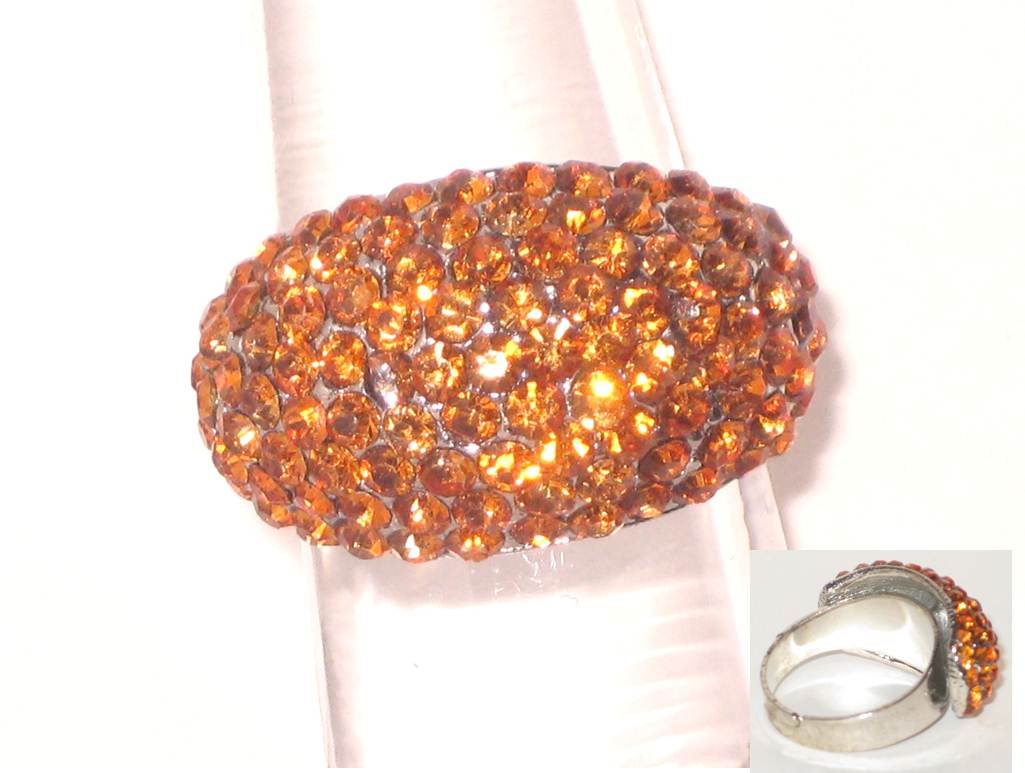 Ring: Orange Crystal Oval - Free Size